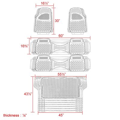 Universal fit Rubber Car Floor Mats Trunk Cargo Liner All Weather 5Pcs Black