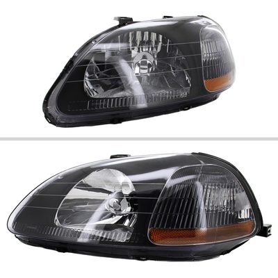 1996-1998 Honda Civic Factory Style Crystal Headlights Matte Black/Clear Lens