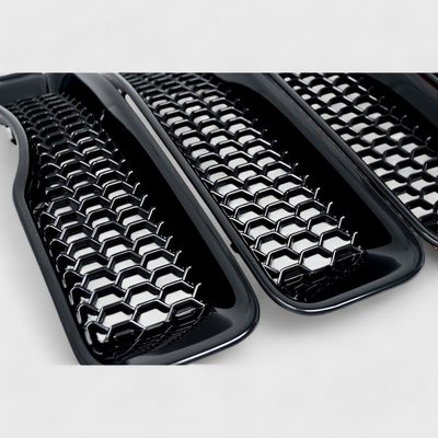 2018-2023 Jeep Wrangler JL Grille Overlay Gloss Black 7Pcs ABS Plastic