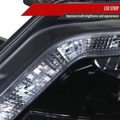 2010-2012 Ford Fusion Projector Headlights LED Light Strip Glossy Black/Smoke