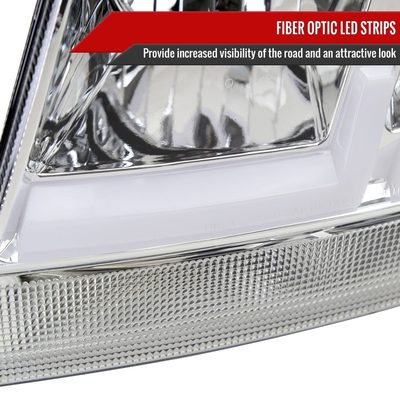 1999-2004 Jeep Grand Cherokee Factory Dual LED Bar Headlights Chrome/Clear