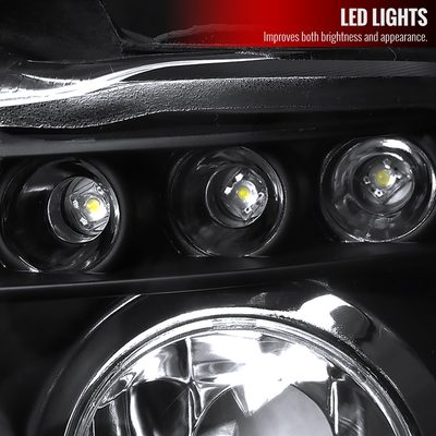 2001-2003 BMW E53 X5 Dual Halo Projector Headlights Matte Black/Clear Lens