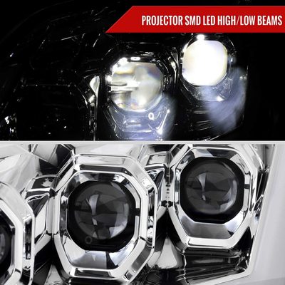 For Infiniti G37 2008-13 / Q60 Coupe 2014-15 LED Triple Projector Headlights Sequential Chrome Housing Clear Lens Switchback