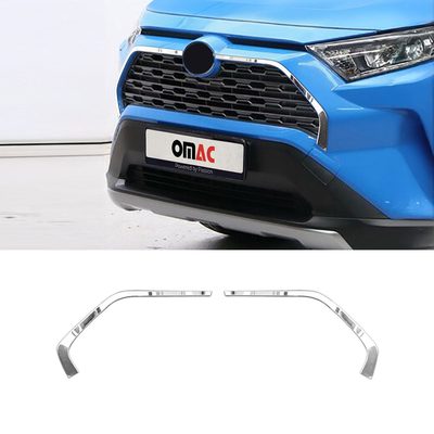 2019-2025 Toyota RAV4 Front Bumper Grill Trim Molding Steel Silver 2 Pcs