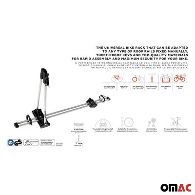 Bike Rack Mount Bicycle Carrier Lightweight Durable Steel Silver