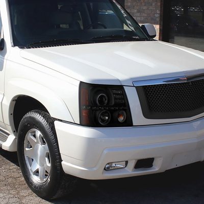 2002-2006 Cadillac Escalade Dual Halo Projector Headlights SMD LED Light Smoke