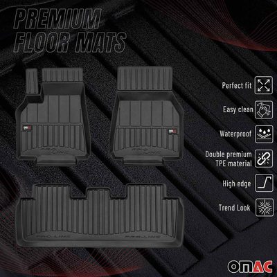 2020-2026 Tesla Model Y Premium Floor Mats Liners Full Set All Weather Heavy Duty