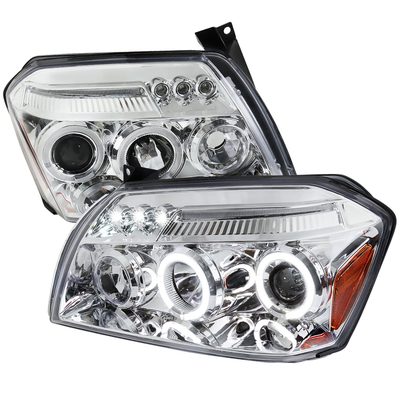 2005-2007 Dodge Magnum Dual Halo Projector Headlights Chrome/Clear Lens