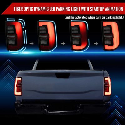 For Dodge RAM 2500/3500 2019-2024 LED Sequential Signal Tail Lights Black Housing Smoked Lens