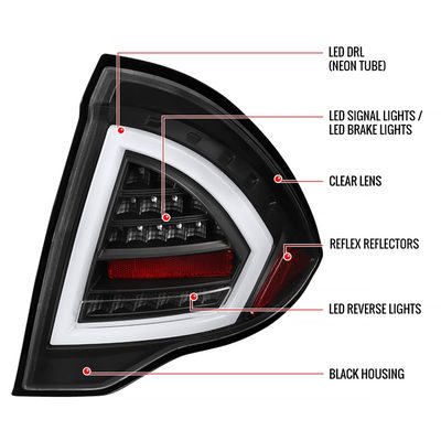 2010-2012 Ford Fusion LED Tail Lights Matte Black Housing/Clear Lens