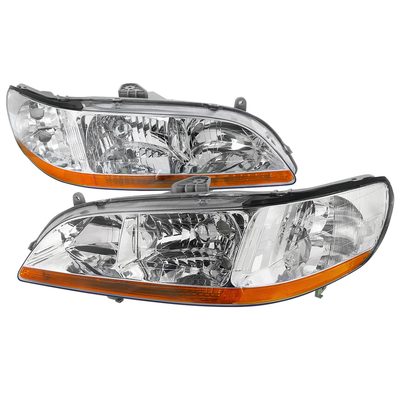 1998-2002 Honda Accord Factory Crystal Headlights Amber Reflector Chrome/Clear