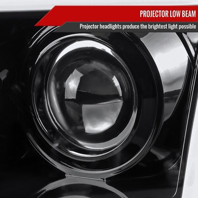 1997-2004 Ford F-150 / 1997-2002 Expedition LED CBar Projector Headlights Black