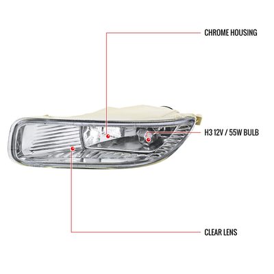 2003-2004 Toyota Corolla H3 Fog Lights Kit Switch & Wiring Harness Chrome