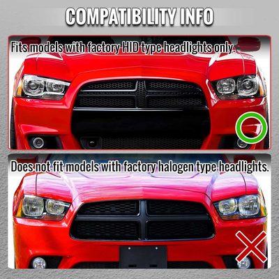 For Dodge Charger 2011-2014 Headlights LED DRL Light Strip Turn Signal Side Marker Black Housing Smoked Lens