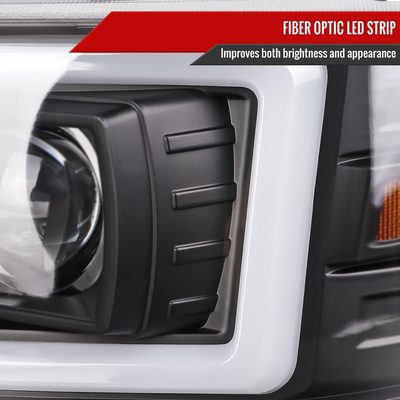 2000-2006 GMC Sierra/Denali/Yukon LED Strip Projector Headlights Matt Black
