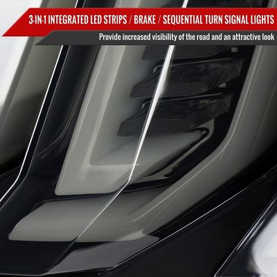 2015-2023 Ford Mustang Sequential Signal LED Tail Lights Glossy Black/Smoke