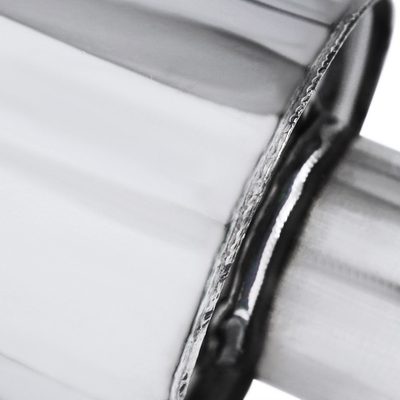 Universal 2.5" Inlet/4" Outlet Steel Spiral Exhaust Muffler Slanted Burnt Tip