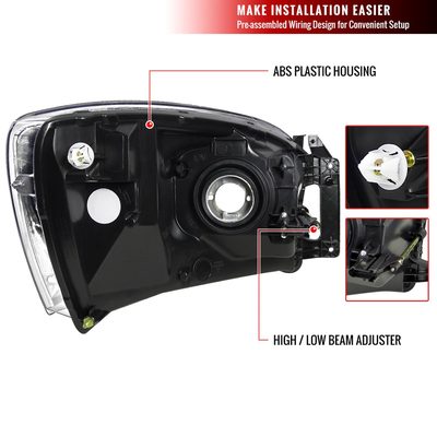 2006-2008 Dodge RAM 1500 2500 3500 Factory Crystal Headlights Chrome