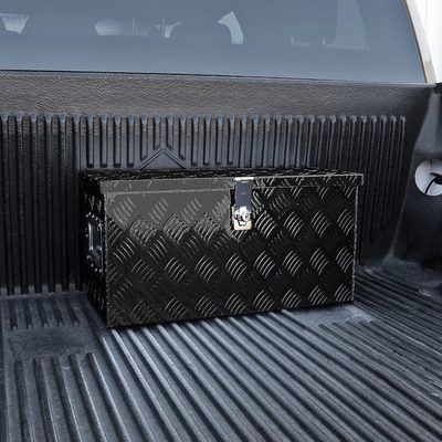 Universal 24" Heavy Duty Black Aluminum Tool Box w/ Side Handles Lock & Keys