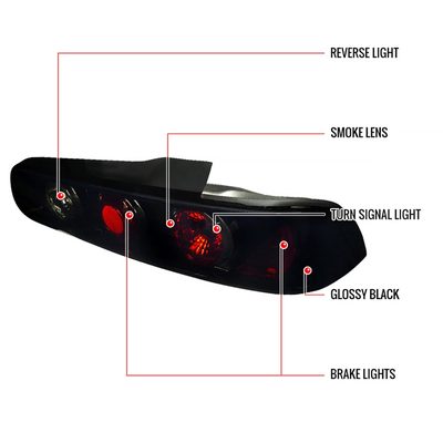 1994-2001 Acura Integra Hatchback Tail Lights Glossy Black/Smoke Lens