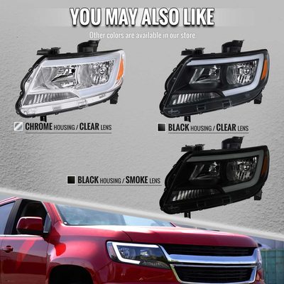 For Chevrolet Colorado 2015-2022 Headlights Switchback LED Bar Turn Signal Matte Black Housing Smoked Lens