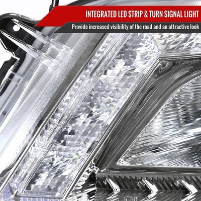 2008-2012 Honda Accord Sedan Single Halo Headlights LED Light& Signal Chrome
