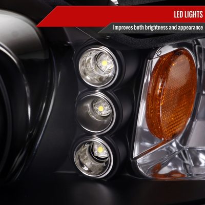 1999-2004 Ford Mustang Dual Halo Projector Headlights Matte Black/Clear Lens