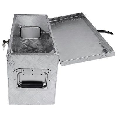 Universal 24" Heavy Duty Silver Alu Truck Tool Box w/ Side Handles Lock & Keys