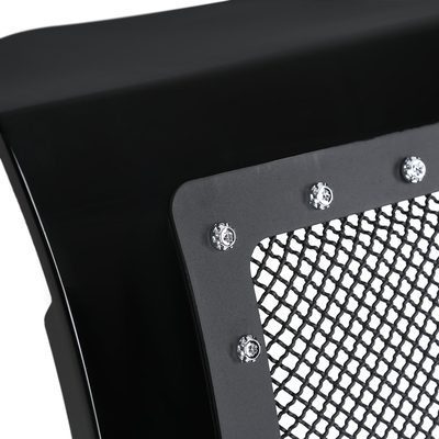 2009-2014 Ford F-150 Glossy Black ABS Rivet Style Grille w/ S.Steel Mesh