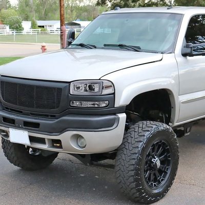 2000-2006 GMC Sierra/Denali/Yukon LED Strip Projector Headlights Chrome/Clear