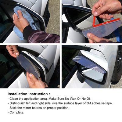 Universal Clear PVC Plastic Car Rear View Side Mirror Rain Board Eyebrow 2Pcs