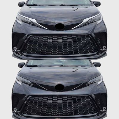 2022-2025 Toyota Sienna Grille Overlay Gloss Black 4Pcs ABS Plastic