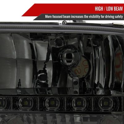1997-2004 Dodge Dakota/ Durango LED Light Factory Crystal Headlights Smoked