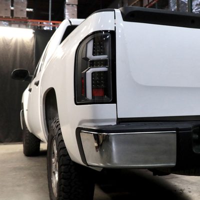 2007-2013 Chevy Silverado 1500 2500HD/3500HD LED Tail Lights White Bar Black