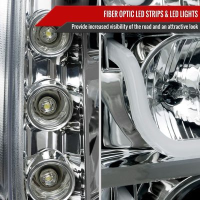 2007-2014 GMC Yukon/Yukon XL 1500/2500 LED U-Bar Projector Headlights Chrome