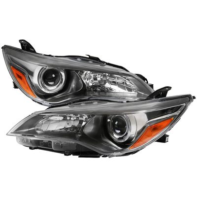 2015-2017 Toyota Camry Projector Headlights Amber Reflectors Gunmetal Housing