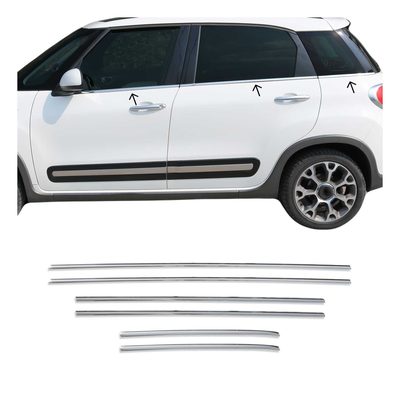 2014-2020 Fiat 500L Window Molding Trim Streamer Stainless Steel Silver 6Pcs
