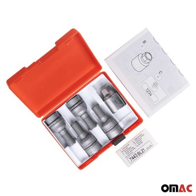 Wheel Lock Kit for Audi Q6 E-Tron Q7 Q8 M14X1,5 Galvanized Silver 4Locks&1Key
