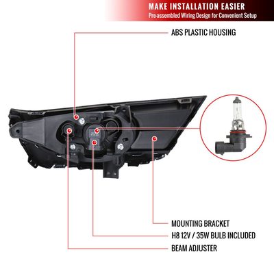2017-2018 Honda CR-V H8 Fog Lights w/ Switch & Wiring Harness Chrome/Clear