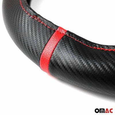 14.5-15.5’’ Steering Wheel Cover Red Stripe Leather Anti-slip Breathable