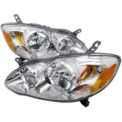 2003-2008 Toyota Corolla Factory Style Headlights Chrome Housing/Clear Lens