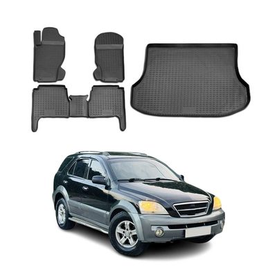 2003-2009 Kia Sorento Floor Mats & Cargo Liner Full Set All Weather Black