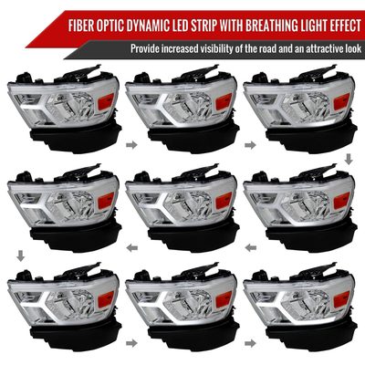2019-2024 Dodge RAM 1500 Animated LED Bar Factory Headlights Chrome/Clear