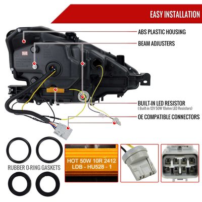 For Lexus IS250 IS350 2014-2016 Full LED Project healight Black Houing Smoked lens