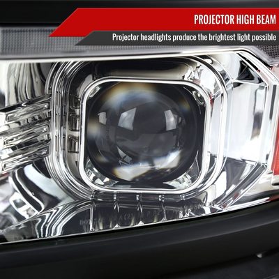 2014-2015 Chevy Silverado 1500 LED Bar Projector Headlights Chrome/Black Trim