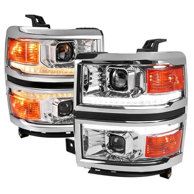 2014-2015 Chevy Silverado 1500 Sequential LED Bar Projector Headlights Chrome