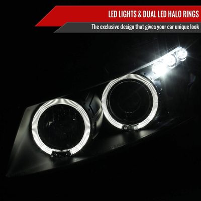 2008-2012 Honda Accord Coupe Dual Halo Projector Headlights Matte Black/Clear