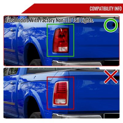 2009-2018 Dodge RAM 1500 2500 3500 LED Bar Tail Lights Matt Black/Red Clear