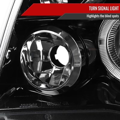2005-2011 Toyota Tacoma Dual Halo Projector Headlights Jet Black/Clear Lens
