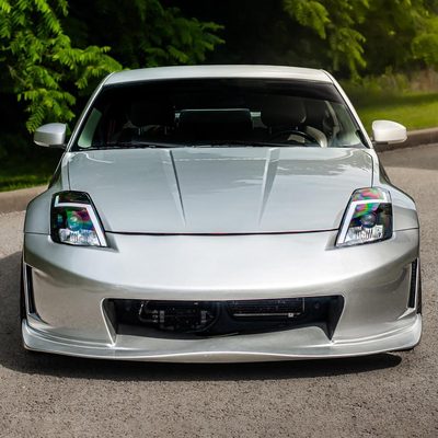 2003-2005 Nissan 350Z Turn Signal Animated LED Bar Projector Headlights Black